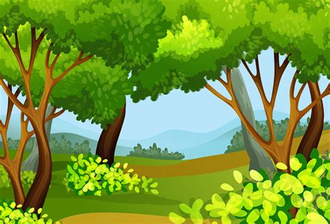 Forest Scene With Tall Trees 298788 Vector Art At Vecteezy