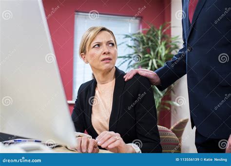 Businessman Sexually Harassing Female Colleague Stock Image Image Of