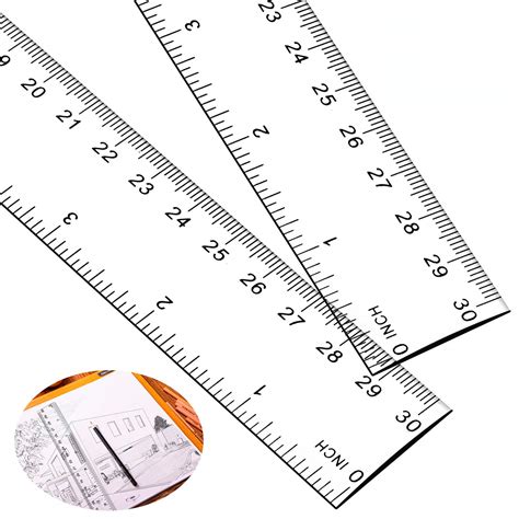 12 Inch Clear Plastic Ruler Straight Ruler Plastic Measuring Tool For