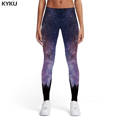 Kyku Calça Legging Feminina Espaço 3d Impressão Floresta Mulheres Neblina Esporte Colorida