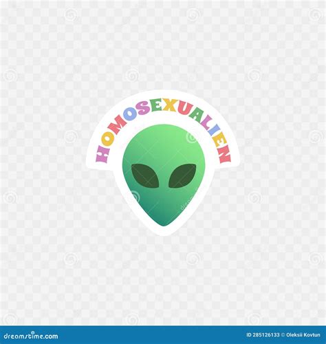 Homosexualien Funny Cute Sticker Design With Alien Lgbtq Pride Stock Vector Illustration Of