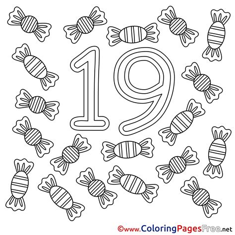 Try to color numbers to unexpected colors! Number 19 Coloring Page at GetColorings.com | Free ...