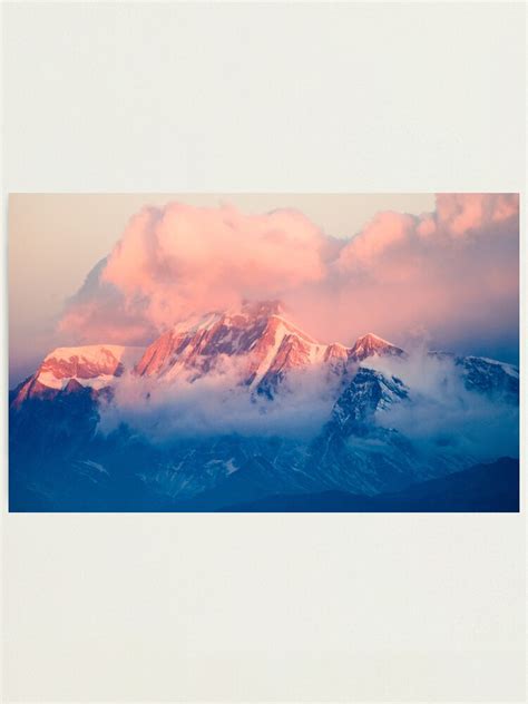 Snow Mountain At Pink Sunset Photographic Print For Sale By