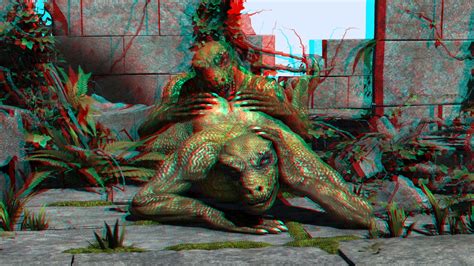 Rule 34 3d 3d Anaglyph Ambiguous Gender Anaglyph Anthro Duo From Behind Green Skin Hand On Ass
