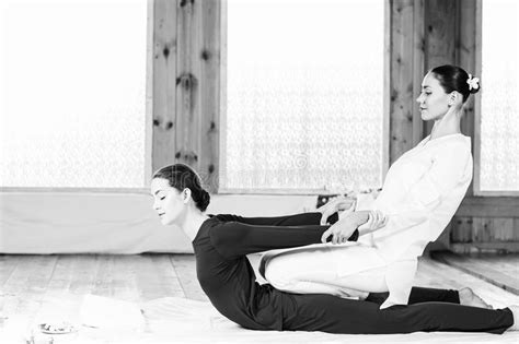 woman getting thai stretching massage stock image image of massage