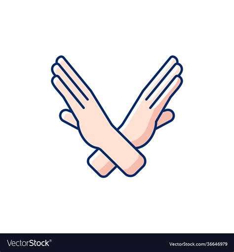 Crossed Arms Stop Gesture Rgb Color Icon Vector Image