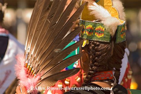 Traditional Dancer At Crow Fair Powwow With Eagle Fan On Crow Indian