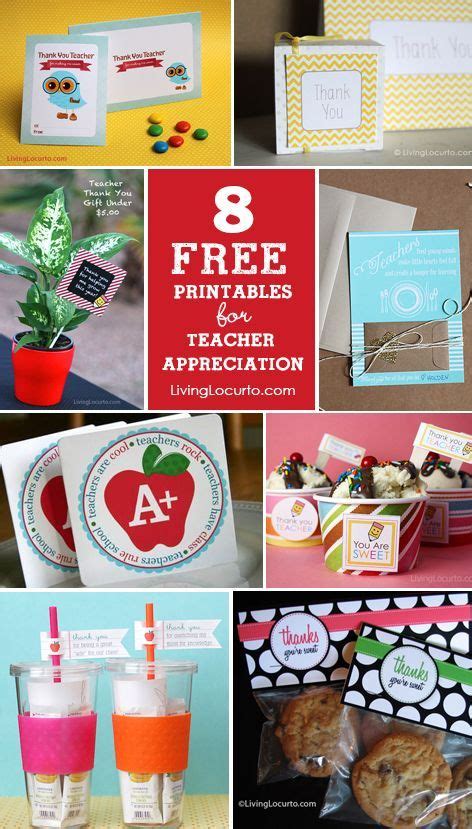 Pinterest graduation gifts for teachers. 8 Teacher Appreciation Free Printables. LivingL #teacher ...