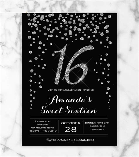 Printable Sweet 16 Invitation Templates