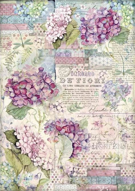 Stamperia Hortensia Hydrangea Rice Paper Decoupage A3 For Diy Etsy Rice Paper Decoupage