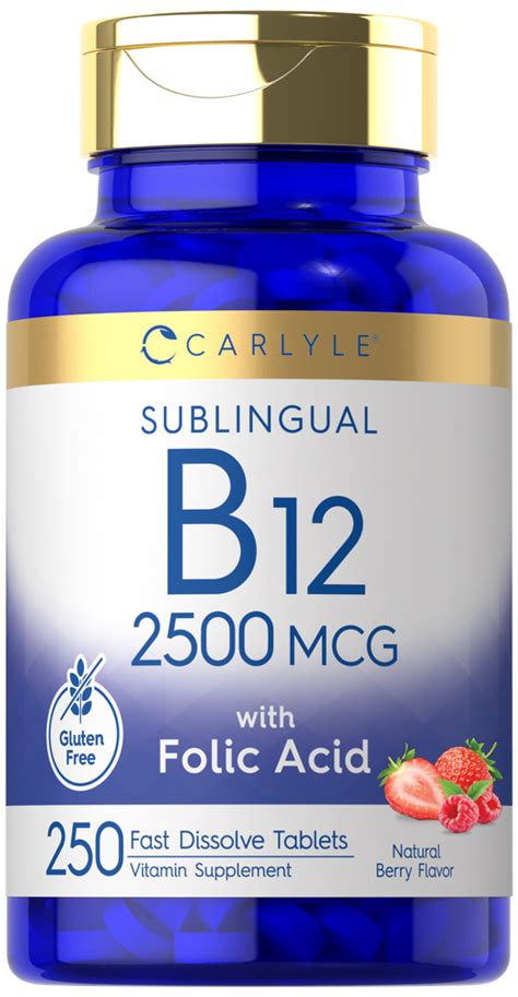 Vitamin B12 Sublingual 2500mcg 250 Fast Dissolve Tablets Carlyle