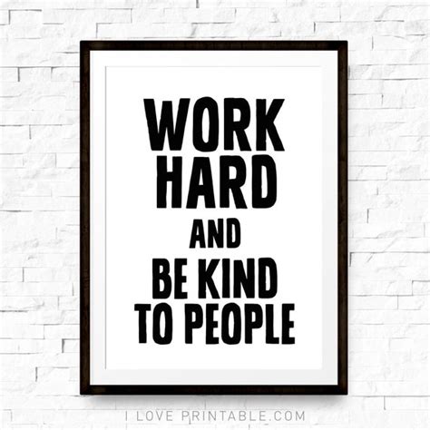 Work Hard And Be Kind Work Hard Quote Modern Print Etsy
