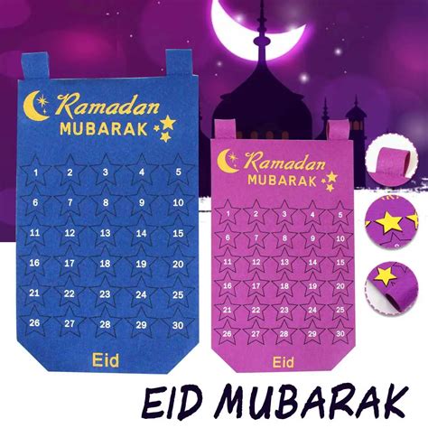 Ramadan Decoration Home Eid Mubarak Felt Cloth Hanging Countdown