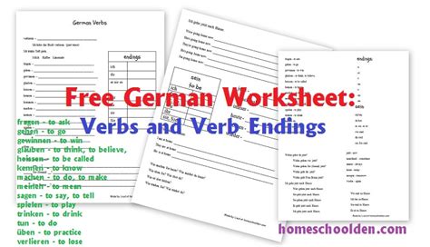 Free German Verb Worksheet Homeschool Den