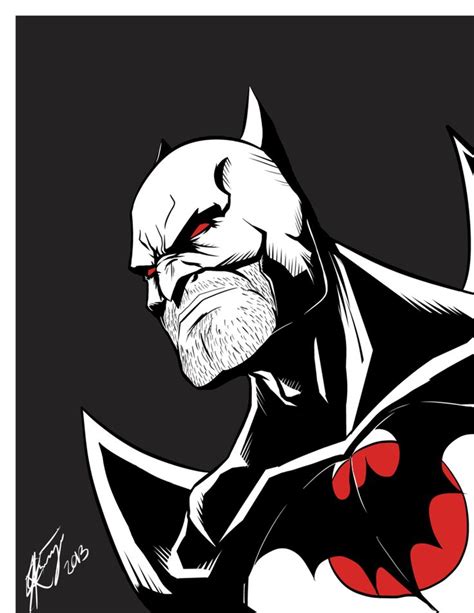The Batman In Black And White With Red Eyes