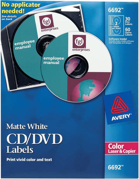 Avery Cd Labels Print To The Edge Permanent Adhesive Matte 40 Disc Labels And
