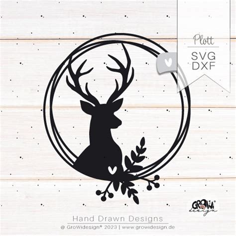 Plotterdatei Hirsch Kranz Svg Dxf Etsy De