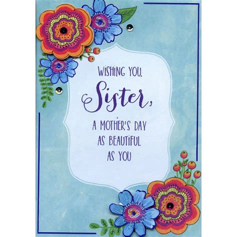 Designer Greetings Orange And Blue Tip On Flowers Sister Premier Collection Handcrafted Mother