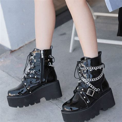 great selection at great prices ladies faux leather vintage retro punk womens goth combat ankle