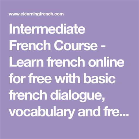 Intermediate French Course - Learn french online for free with basic ...