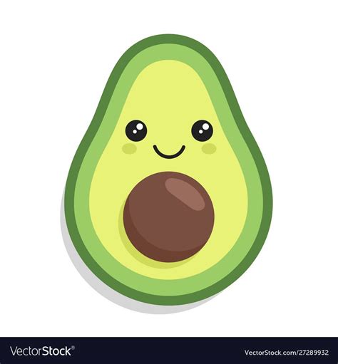Kawaii Cute Avocado With A Smile Download A Free Preview Or High