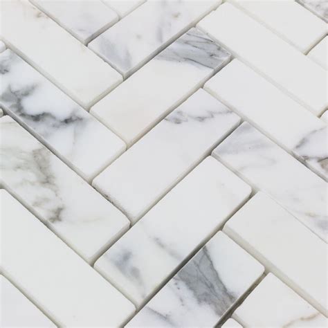 Calacatta Herringbone Marble Tile