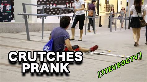 Falling Down Crutches Prank Youtube