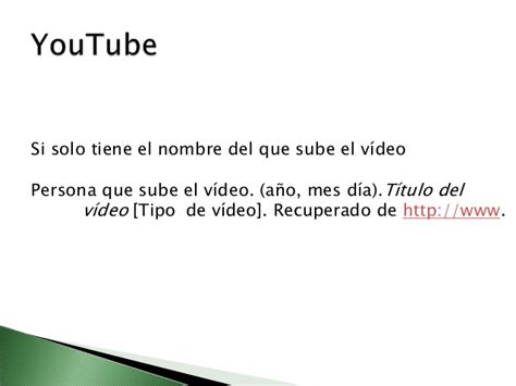 Referencias A Vídeos De Youtube Apa