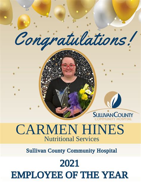 Carmen Hines 2021 Employee Of The Year Sullivan County Hospital