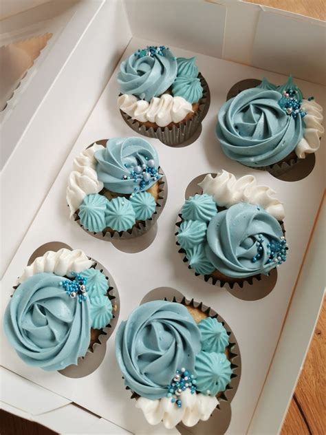 Elegant Cupcakes Fancy Cupcakes Blue Cupcakes Buttercream Cupcakes