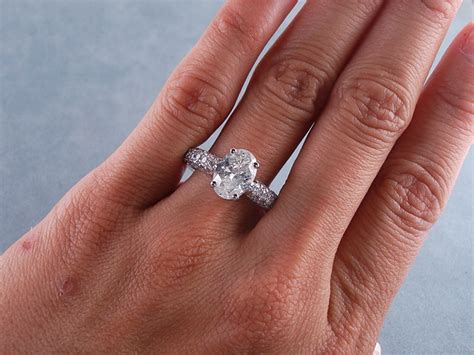The average size of an engagement diamond has decreased over the past few years, due to worldwide economic changes. 2.72 CTW OVAL CUT DIAMOND ENGAGEMENT RING