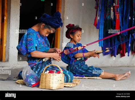 Mayan Indigenous Children Weaving Traditional Textile San Antonio