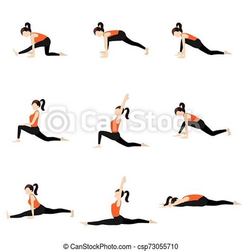 Steps of yoga mudra asana. Monkey pose sequence yoga asanas set. Illustration ...