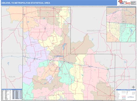 Abilene Tx Metro Area Wall Map Color Cast Style By Marketmaps Mapsales