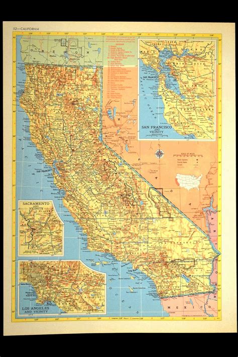 California Map Of California Wall Decor Art Print Vintage Etsy In