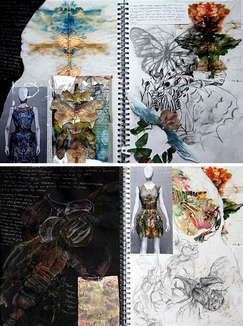 Amazing Visual Research For Fashion Inspired By Natural Forms Sketchbook Layout A Level Art