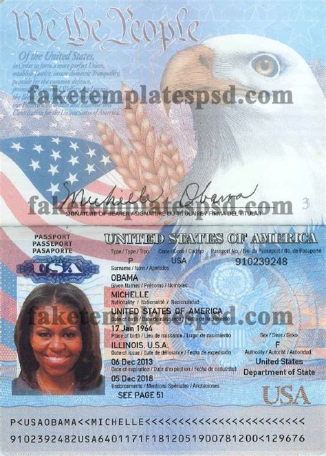 Usa Passport Template Psd V Fake Us Id