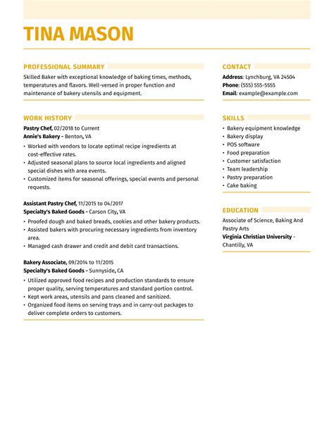 Pastry Chef Resume Sample Conscientiouscamera