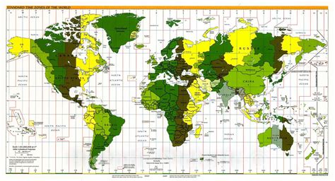 Historic 1999 Map Standard Time Zones Of The World In 2022 Time