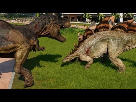 Stegosaurus T Rex Breakout Fight Jurassic World Evolution 1080p