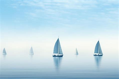 Premium Ai Image Sailboats On The Water With A Blue Sky And Clouds