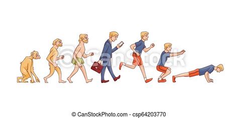 Vector Illustration Of Human Evolution From Ape To Man Vector