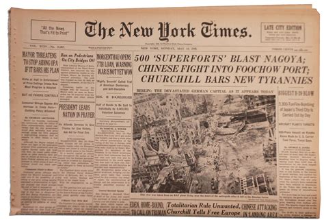 Lot Detail - ''The New York Times'' Newspaper From 14 May 1945