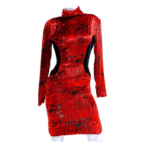 Vicky Tiel Red Sparkle Silk Velvet Dress For Sale At 1stdibs