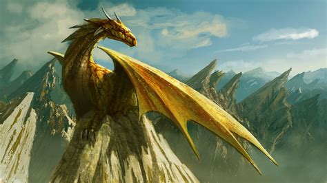 Mountain Dragon Dragon Pictures Fantasy Dragon Yellow Dragon