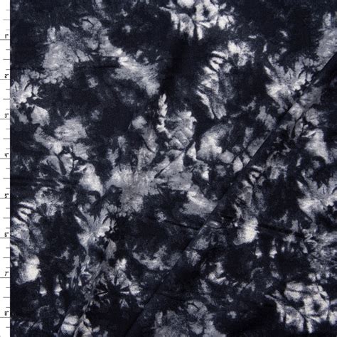 Cali Fabrics Black And White Tie Dye Double Brushed Polyspandex Fabric
