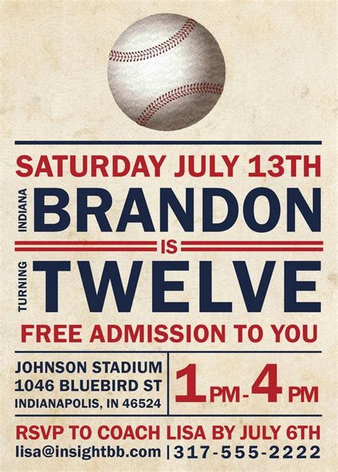 Free Printable Baseball Birthday Invitations Lovely Baseball Birthday
