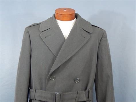 Vintage Mens Army Olive Green Overcoat Coat As Is Double Breasted 38 L