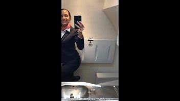Latina Stewardess Joins The Masturbation Mile High Club In The Lavatory