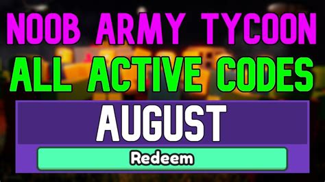 All New August 2022 Codes For ️noob Army Tycoon Roblox Working Noob